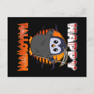 Halloween Pinguin Grim Sensenmann Halloween Postkarte