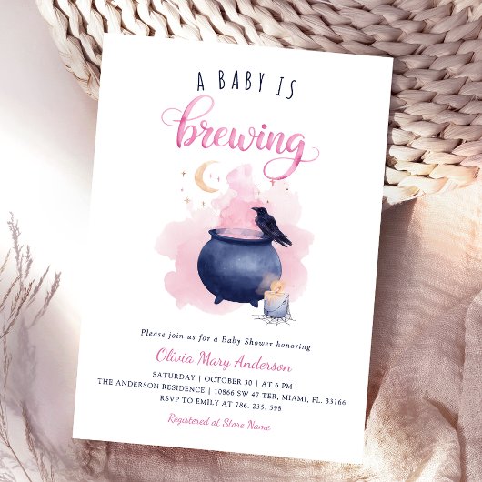 Halloween Pink Baby Dusche Einladung