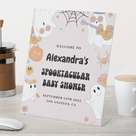 Halloween Pink Baby Dusche Willkommensschild Sockelschild (In Situ)