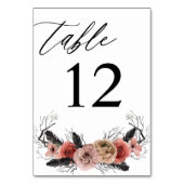 Halloween Pink & Black Floral Tischnummer (Rückseite)