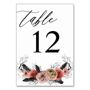 Halloween Pink & Black Floral Tischnummer