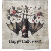 Halloween Pink Blume Evil Bat Green Blätter Duschvorhang (Vorderseite)
