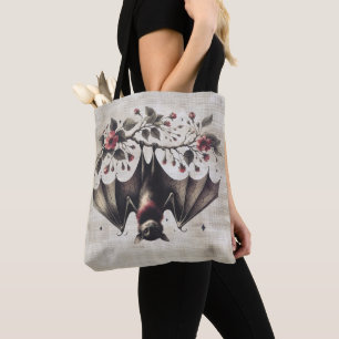 Halloween Pink Blume Evil Bat Green Blätter Tasche