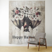 Halloween Pink Blume Evil Bat Green Blätter Wandteppich (Beispiel)