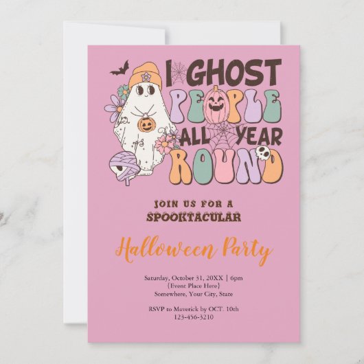 Halloween Pink Einladung (Vorderseite)