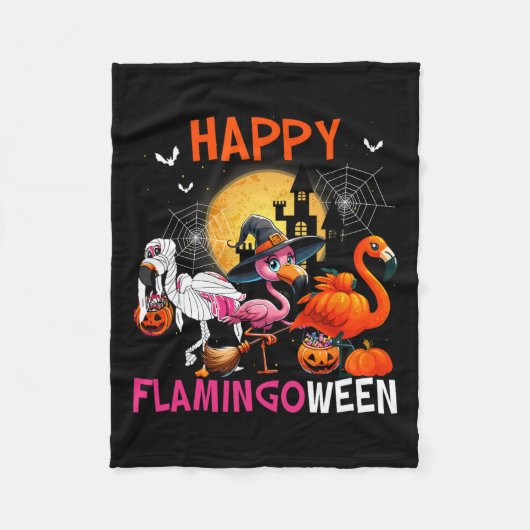 Halloween Pink Flamingo Kostüm Skeleton Hexe Fleecedecke (Vorderseite)