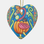 HALLOWEEN PINK FLAMINGO & SCHWARZE KATZE IN PUMPKI KERAMIK ORNAMENT (Links)