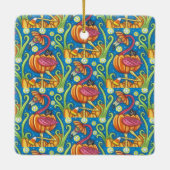 HALLOWEEN PINK FLAMINGO & SCHWARZE KATZE IN PUMPKI KERAMIKORNAMENT (Rückseite)