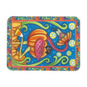 HALLOWEEN PINK FLAMINGO & SCHWARZE KATZE IN PUMPKI MAGNET (Horizontal)