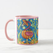 HALLOWEEN PINK FLAMINGO & SCHWARZE KATZE IN PUMPKI TASSE (Links)