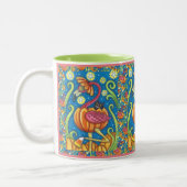 HALLOWEEN PINK FLAMINGO & SCHWARZE KATZE IN PUMPKI ZWEIFARBIGE TASSE (Links)