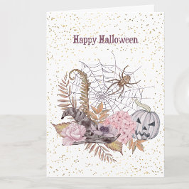 Halloween Pink Floral Pumpkin Spikin Web Karte
