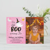 Halloween Pink Ghost Geburtstag Einladung (Stehend Vorderseite)