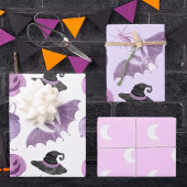 Halloween Pink Lila Bat Rotzunge Lantern Spider Geschenkpapier Set