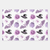 Halloween Pink Lila Bat Rotzunge Lantern Spider Geschenkpapier Set (Vorderseite)
