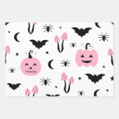 Halloween Pink Pumpkin Bat Moon Star Spirit Party Geschenkpapier Set (Vorderseite 3)