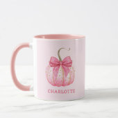 Halloween Pink Pumpkin Coquette Bow Personalisiert Tasse (Links)