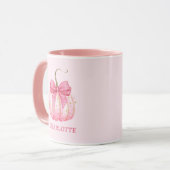 Halloween Pink Pumpkin Coquette Bow Personalisiert Tasse (Vorderseite Links)