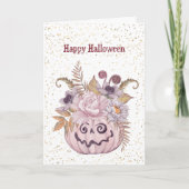 Halloween Pink Pumpkin Floral Karte (Vorderseite)