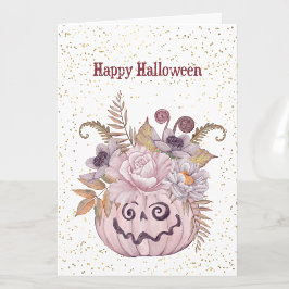 Halloween Pink Pumpkin Floral Karte