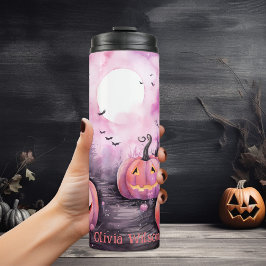 Halloween Pink Pumpkin Personalisiert Thermosbecher