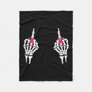 Halloween Pink Ribbon Breast Cancer Middle Finger Fleecedecke