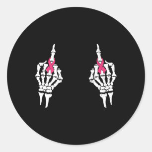 Halloween Pink Ribbon Breast Cancer Middle Finger Runder Aufkleber