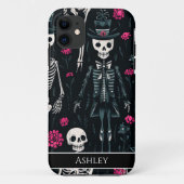 Halloween Pink Roses Top Hat Personalisiert Case-Mate iPhone Hülle (Rückseite)