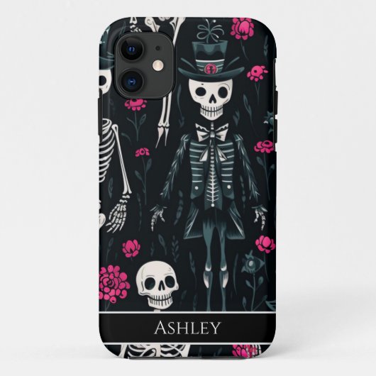 Halloween Pink Roses Top Hat Personalisiert Case-Mate iPhone Hülle (Rückseite)