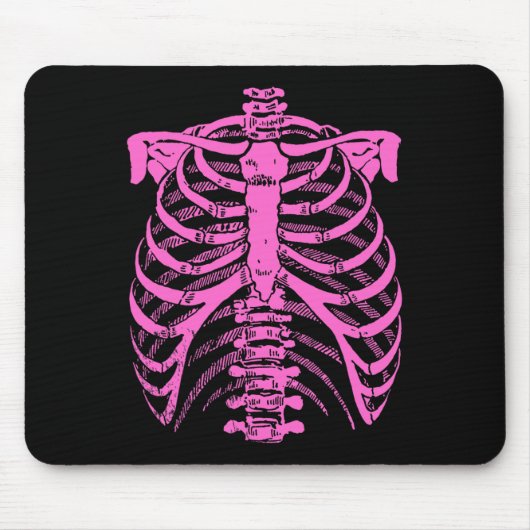 Halloween Pink Skeleton Rib Käfig Mousepad (Vorne)