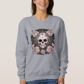 Halloween Pink Skulls & Rose Spooky Sweatshirt (Vorderseite)