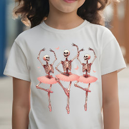Halloween Pink tanzende Skelette und Schmetterling T-Shirt