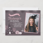 Halloween Pink und Schwarz Einladung mit Foto (Vorderseite)