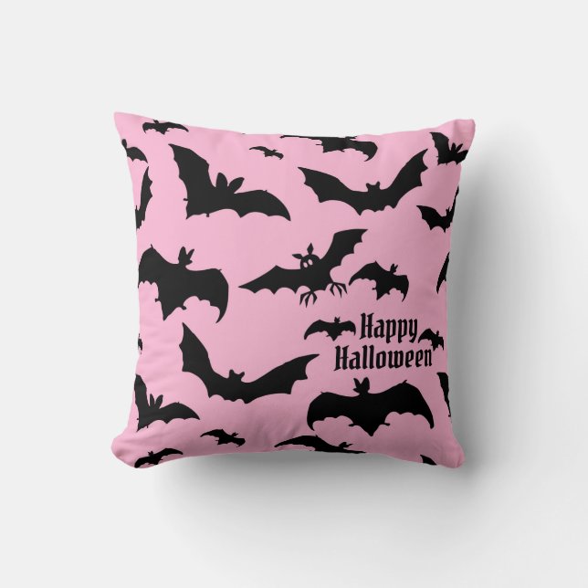 Halloween Pink und Schwarze Beute Kissen (Vorderseite)