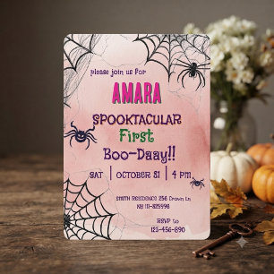 Halloween Pink und Spinnen Geburtstag Halloween Einladung