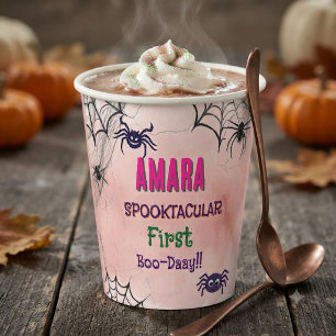 Halloween Pink und Spinnen Geburtstag Halloween Pappbecher