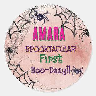 Halloween Pink und Spinnen Geburtstag Halloween Runder Aufkleber