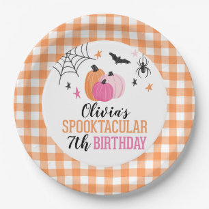 Halloween Pinke Kürbisse Orange Kariert Geburtstag Pappteller