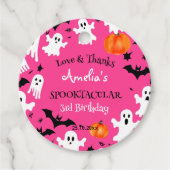 Halloween pinkfarbene Sporenparty Geschenkanhänger (Vorderseite)