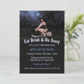 Halloween Pinup Girl im Mondlicht Einladung (Stehend Vorderseite)