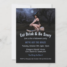 Halloween Pinup Girl im Mondlicht Einladung