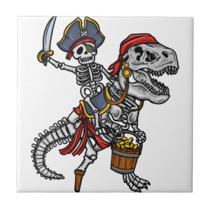 Halloween-Pirat-Dinosaur-Skelett Fliese
