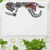 Halloween-Pirat-Dinosaur-Skelett Geschirrtuch (Gefaltet)