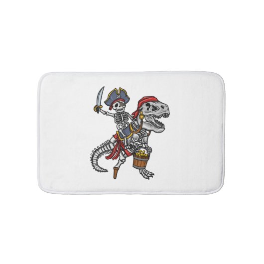 Halloween Pirate Dinosaur Skeleton Badematte (Vorderseite)