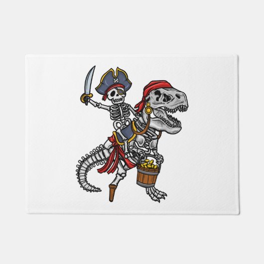 Halloween Pirate Dinosaur Skeleton Fußmatte (Vorderseite)