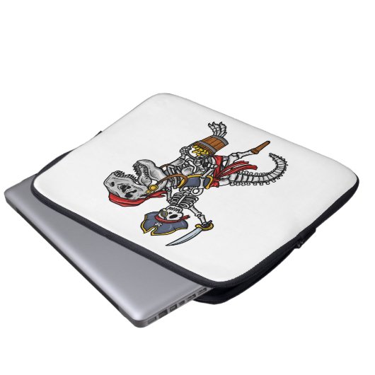 Halloween Pirate Dinosaur Skeleton Laptopschutzhülle (Vorne Knopf)