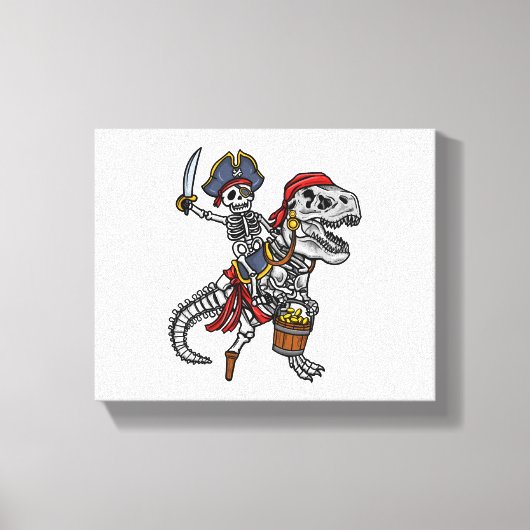Halloween Pirate Dinosaur Skeleton Leinwanddruck (Vorderseite)