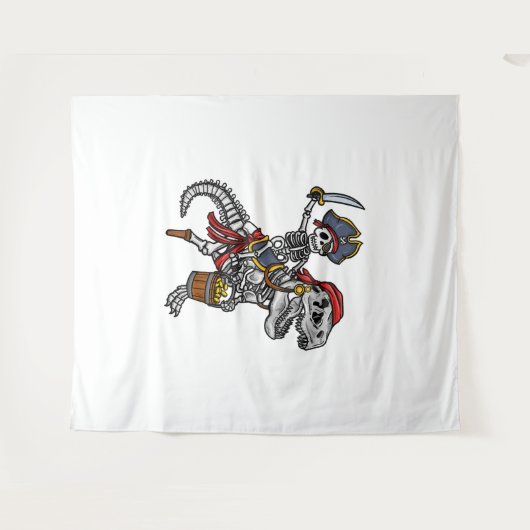 Halloween Pirate Dinosaur Skeleton Wandteppich (Vorderseite (Horizontal))