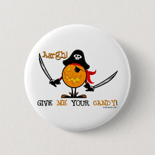 Halloween Pirate Pumpkin Button