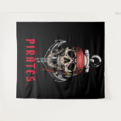 Halloween Pirate Skull Cross Bones Anker Wandteppich (Vorderseite (Horizontal))